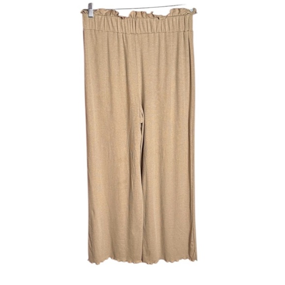 June & Hudson Tan Wide-Leg Pants with Button Details Size 1 - Picture 2 of 4